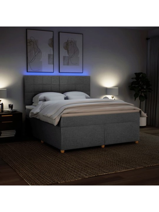 Box spring postel s matrací světle šedá 180 x 200 cm textil
