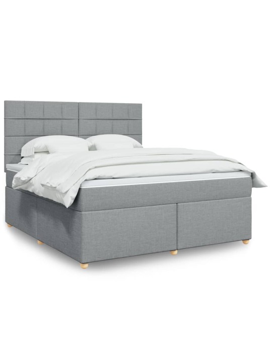 Box spring postel s matrací světle šedá 180 x 200 cm textil