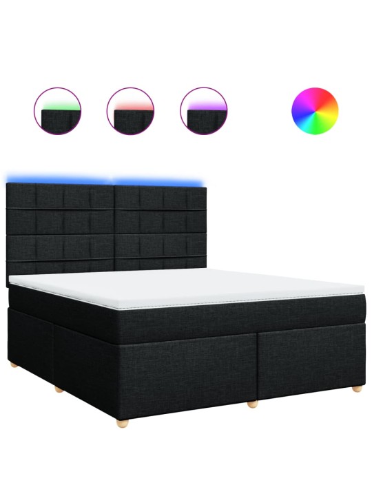Box spring postel s matrací černá 180x200 cm textil