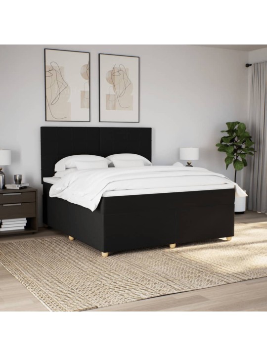 Box spring postel s matrací černá 180x200 cm textil
