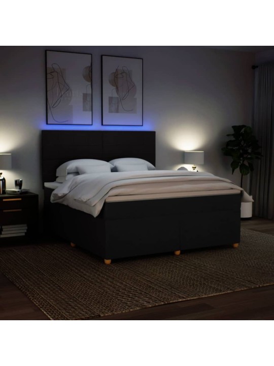 Box spring postel s matrací černá 180x200 cm textil
