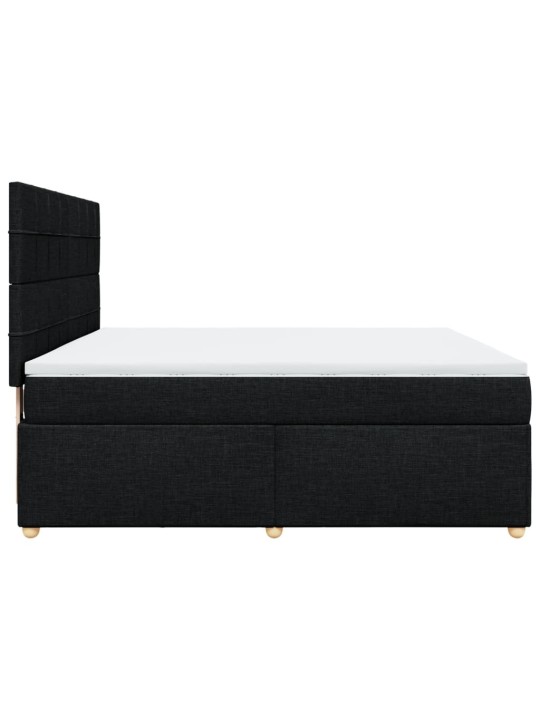 Box spring postel s matrací černá 180x200 cm textil