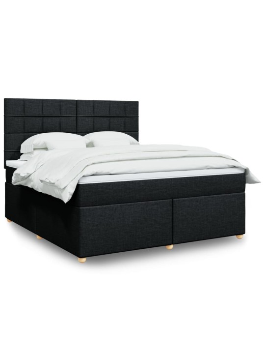 Box spring postel s matrací černá 180x200 cm textil