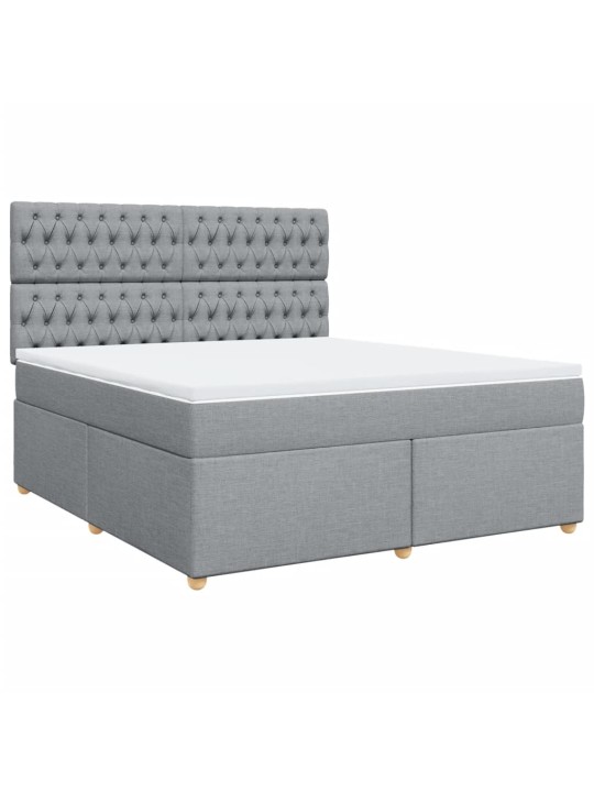 Box spring postel s matrací světle šedá 180 x 200 cm textil