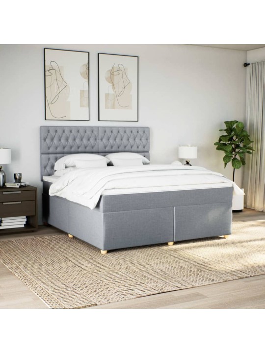 Box spring postel s matrací světle šedá 180 x 200 cm textil