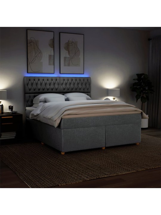 Box spring postel s matrací světle šedá 180 x 200 cm textil