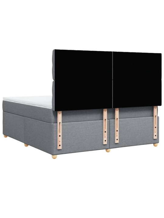 Box spring postel s matrací světle šedá 180 x 200 cm textil