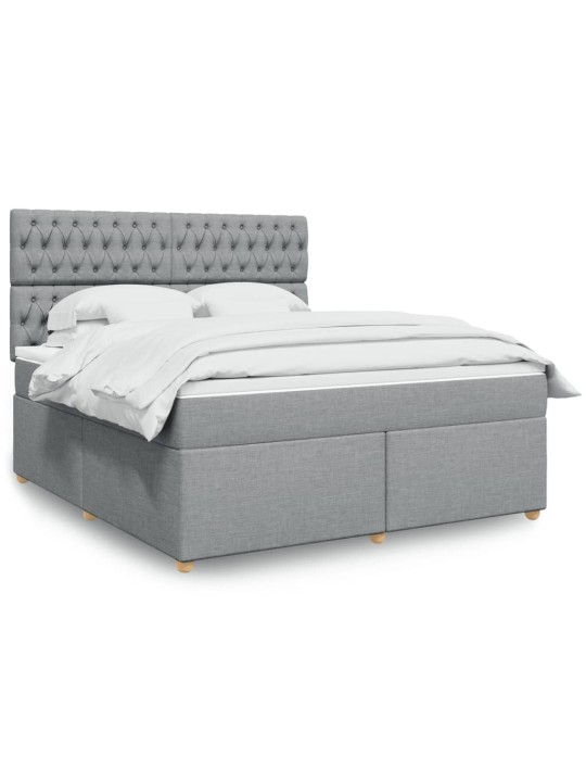 Box spring postel s matrací světle šedá 180 x 200 cm textil