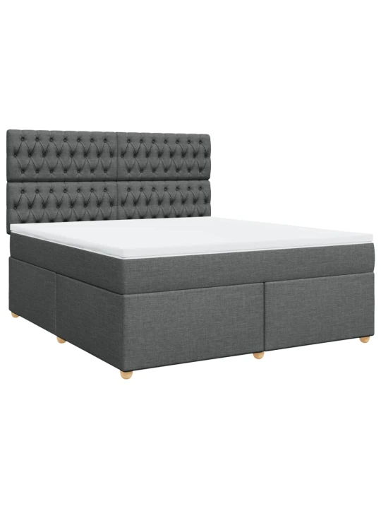 Box spring postel s matrací tmavě šedá 180x200 cm textil