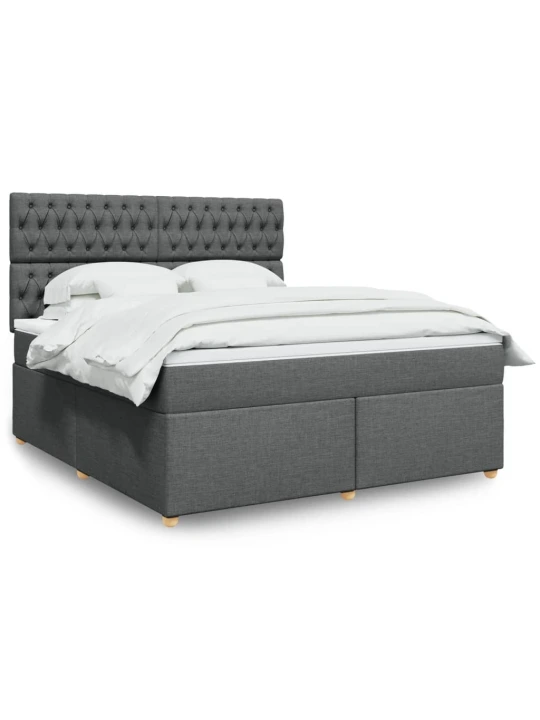 Box spring postel s matrací tmavě šedá 180x200 cm textil