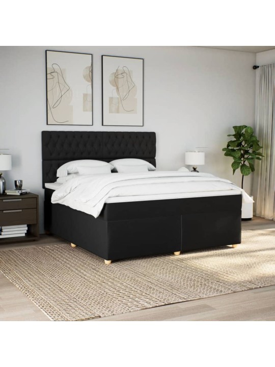 Box spring postel s matrací černá 180x200 cm textil