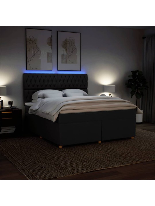 Box spring postel s matrací černá 180x200 cm textil