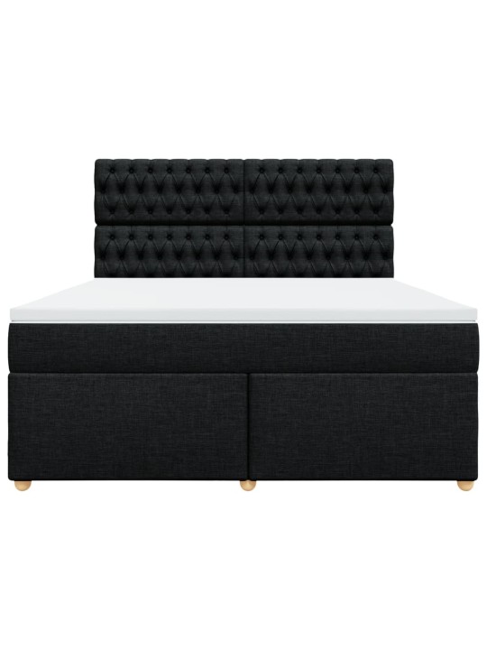Box spring postel s matrací černá 180x200 cm textil