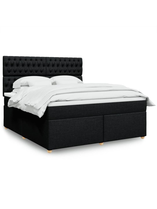Box spring postel s matrací černá 180x200 cm textil