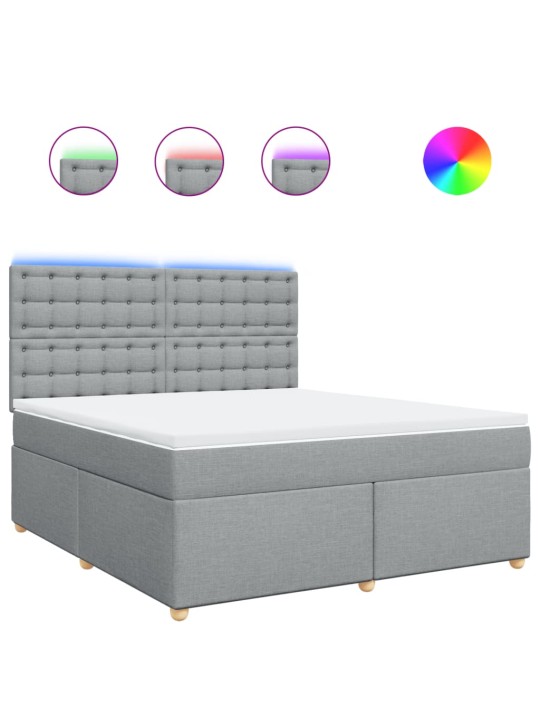 Box spring postel s matrací světle šedá 180 x 200 cm textil