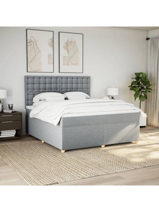 Box spring postel s matrací světle šedá 180 x 200 cm textil