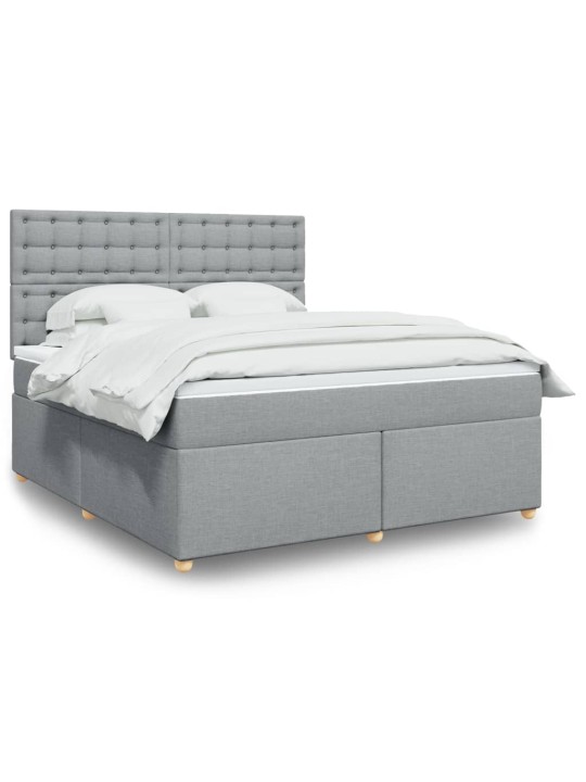 Box spring postel s matrací světle šedá 180 x 200 cm textil