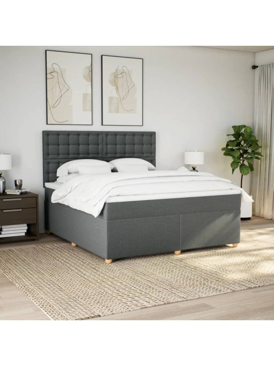 Box spring postel s matrací tmavě šedá 180x200 cm textil