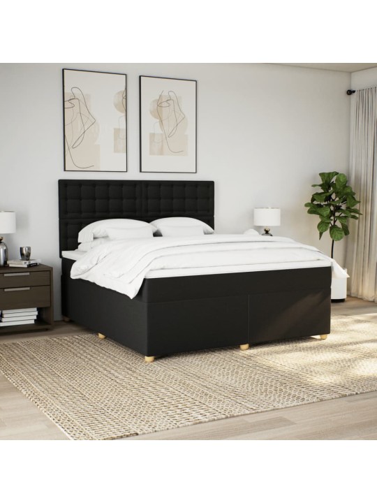 Box spring postel s matrací černá 180x200 cm textil