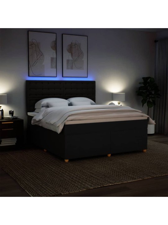 Box spring postel s matrací černá 180x200 cm textil