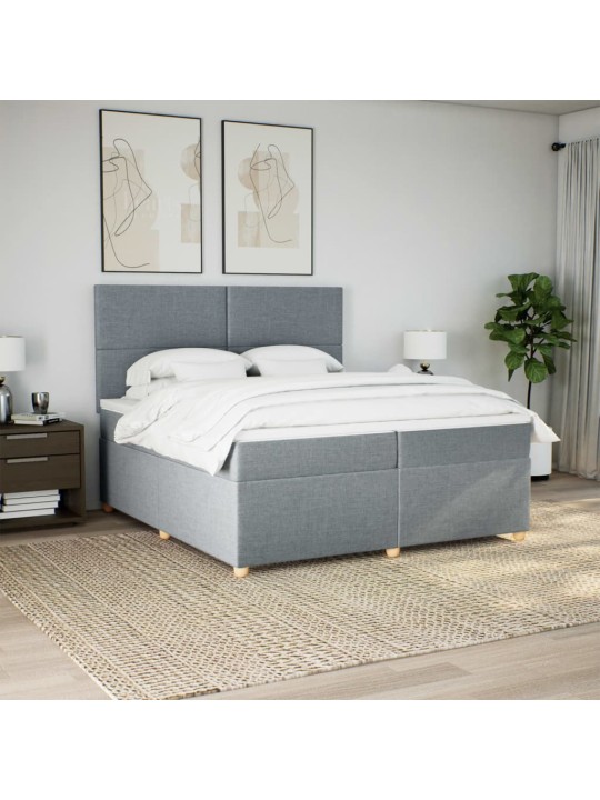 Box spring postel s matrací světle šedá 200 x 200 cm textil