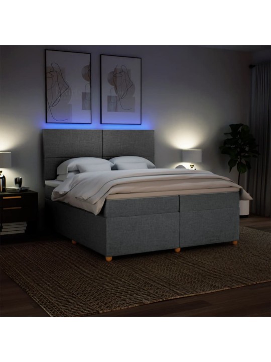 Box spring postel s matrací světle šedá 200 x 200 cm textil