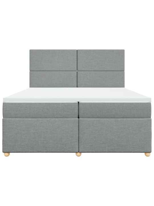 Box spring postel s matrací světle šedá 200 x 200 cm textil