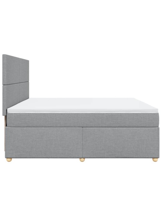Box spring postel s matrací světle šedá 200 x 200 cm textil