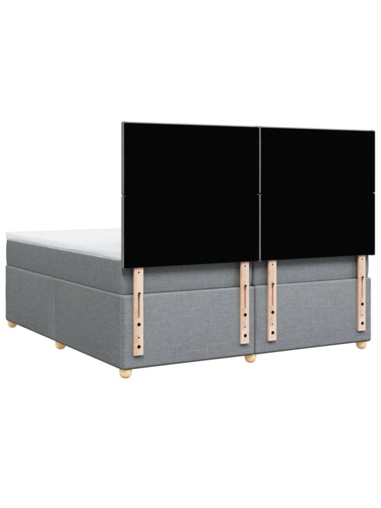 Box spring postel s matrací světle šedá 200 x 200 cm textil