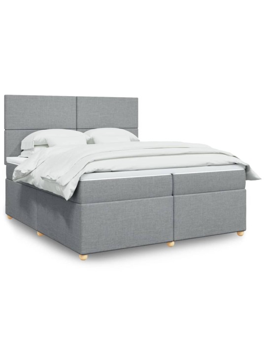 Box spring postel s matrací světle šedá 200 x 200 cm textil