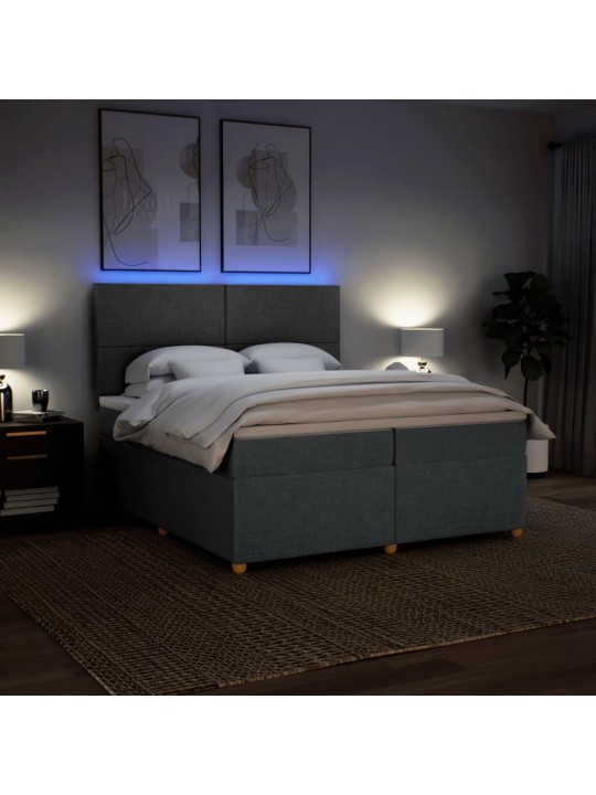 Box spring postel s matrací tmavě šedá 200x200 cm textil