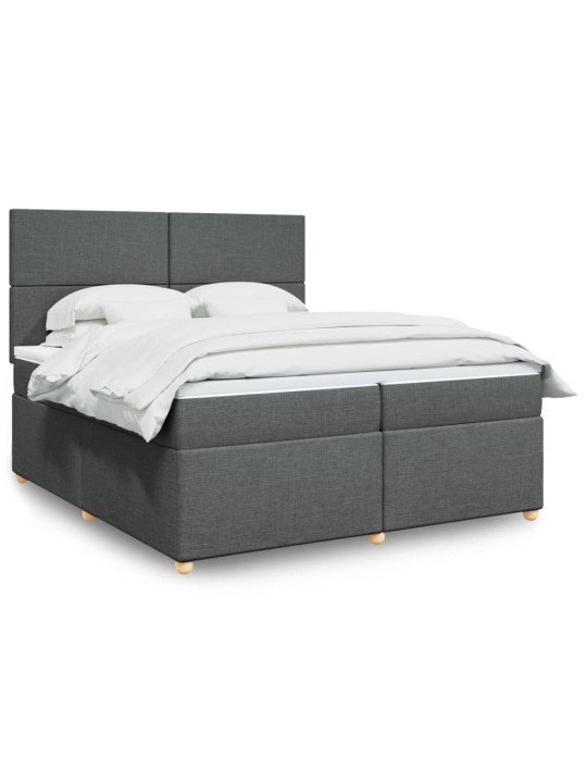 Box spring postel s matrací tmavě šedá 200x200 cm textil