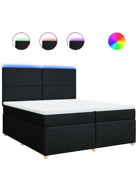 Box spring postel s matrací černá 200x200 cm textil