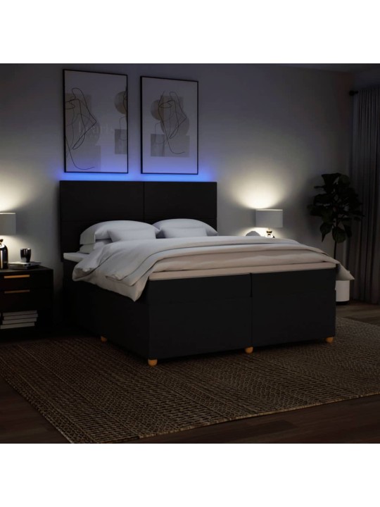 Box spring postel s matrací černá 200x200 cm textil