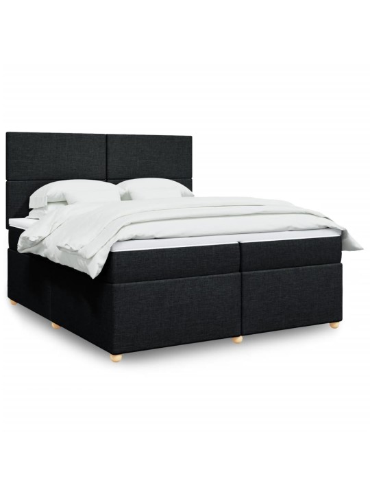 Box spring postel s matrací černá 200x200 cm textil