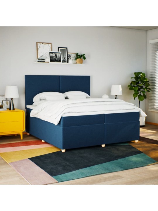 Box spring postel s matrací modrá 200x200 cm textil