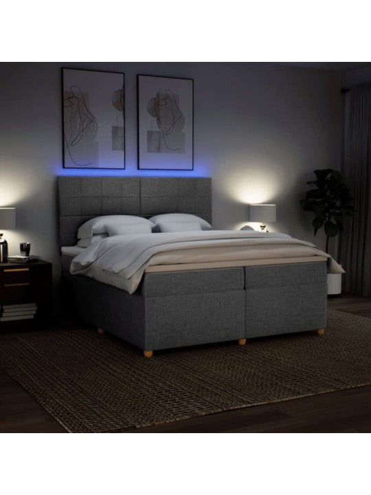 Box spring postel s matrací světle šedá 200 x 200 cm textil