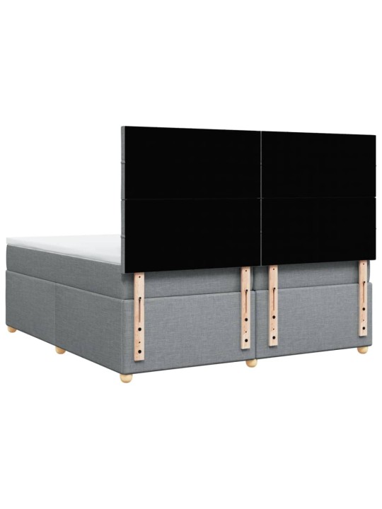 Box spring postel s matrací světle šedá 200 x 200 cm textil