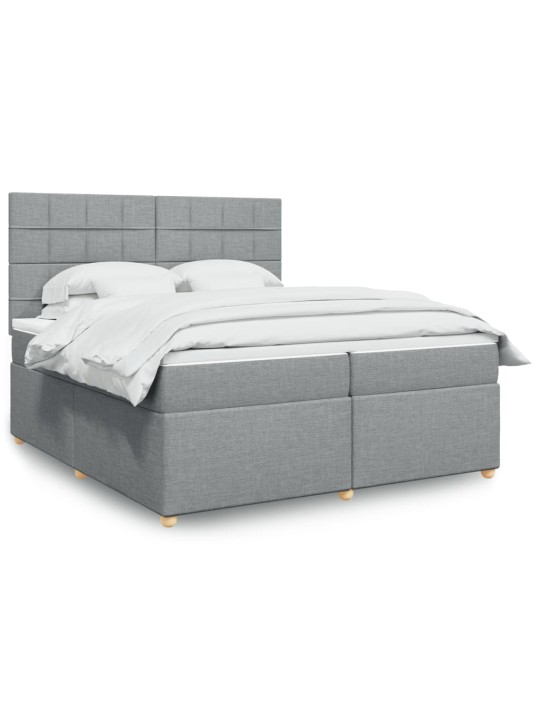 Box spring postel s matrací světle šedá 200 x 200 cm textil