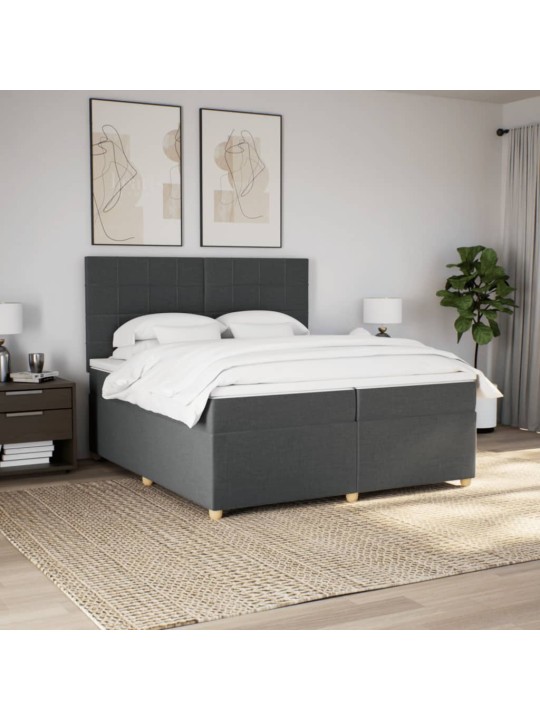 Box spring postel s matrací tmavě šedá 200x200 cm textil