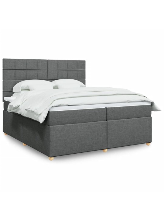 Box spring postel s matrací tmavě šedá 200x200 cm textil