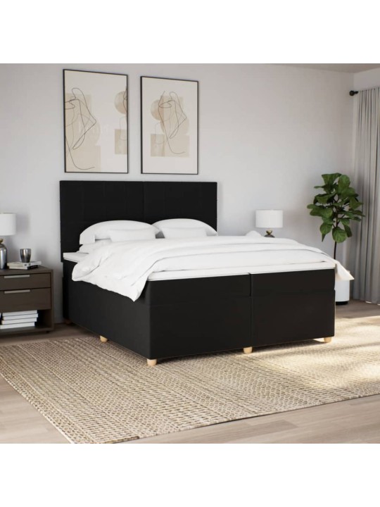 Box spring postel s matrací černá 200x200 cm textil
