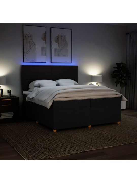 Box spring postel s matrací černá 200x200 cm textil