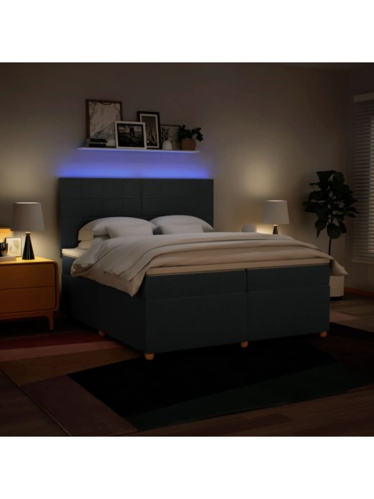 Box spring postel s matrací modrá 200x200 cm textil
