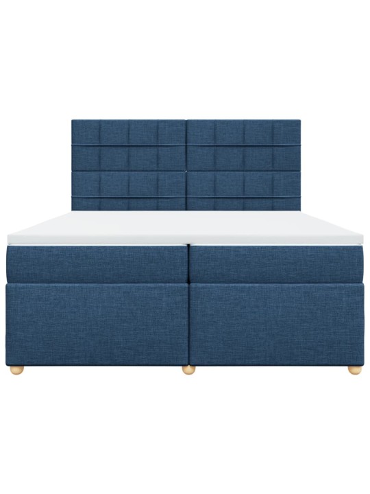 Box spring postel s matrací modrá 200x200 cm textil