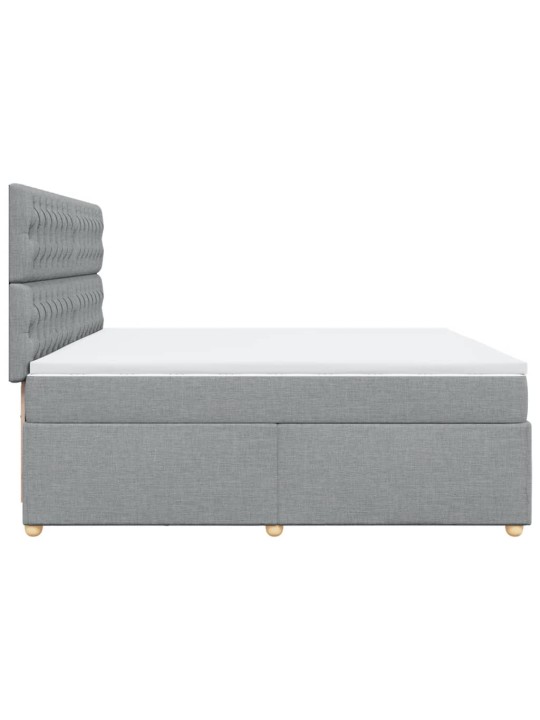 Box spring postel s matrací světle šedá 200 x 200 cm textil