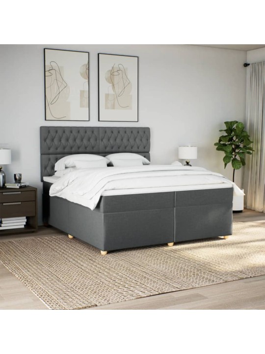Box spring postel s matrací tmavě šedá 200x200 cm textil