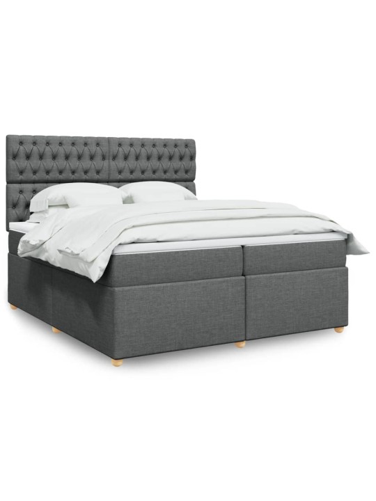 Box spring postel s matrací tmavě šedá 200x200 cm textil