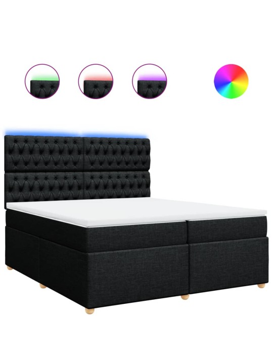 Box spring postel s matrací černá 200x200 cm textil