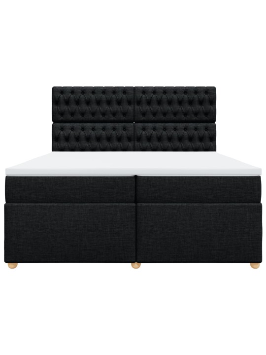 Box spring postel s matrací černá 200x200 cm textil
